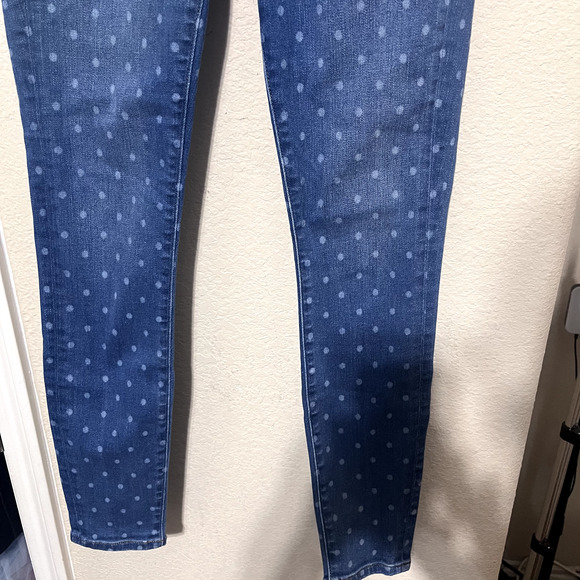 Express Size 2R Women's Jeans Denim Polka Dot Ankle Legging High-Rise Skinny - Picture 3 of 8